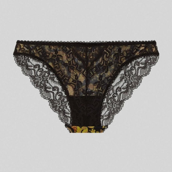 16. NWT VERSACE BAROQUE PRINTED STRETCH MESH & LACE BRIEF - Picture 2 of 4